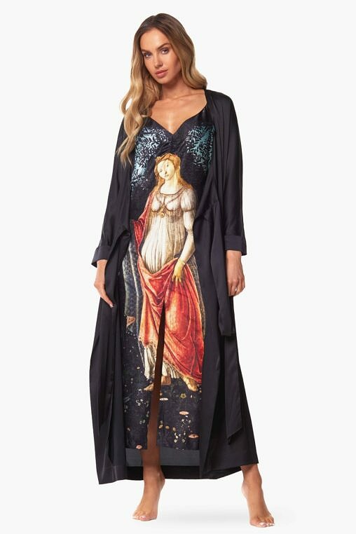 Szlafrok damski satynowy z piżamą Botticelli